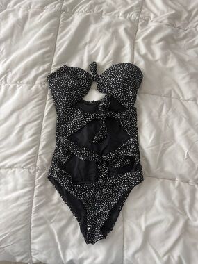 Princess Polly Black and White Polka Dot Cutout One-Piece Swimsuit